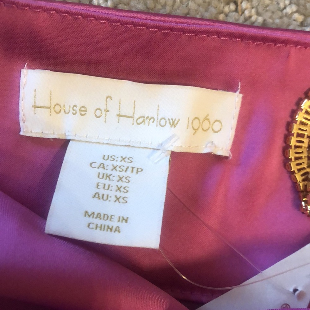 NWT House of Harlow 1960 Pink Satin Rhinestone Strap Draped Tank Camisole - Picture 6 of 9
